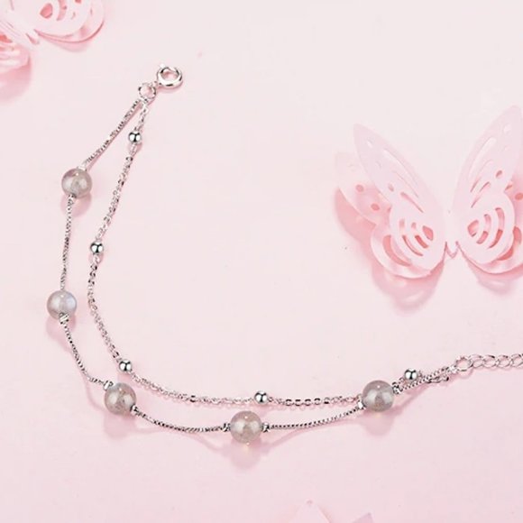 NEW 925 Sterling Silver Layered Moonstone Bracelet - Picture 8 of 11